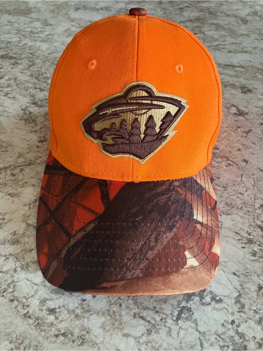 MN Wild Blaze Orange Camo Bill Baseball Cap